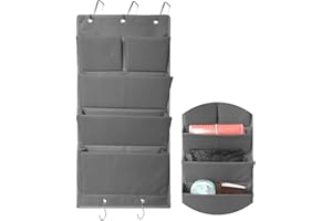 INHEMING Rangement Suspendu pour Murs et Portes avec 5 Compartiments,Étagère Suspendue en Tissu,sans Perçage - Gris