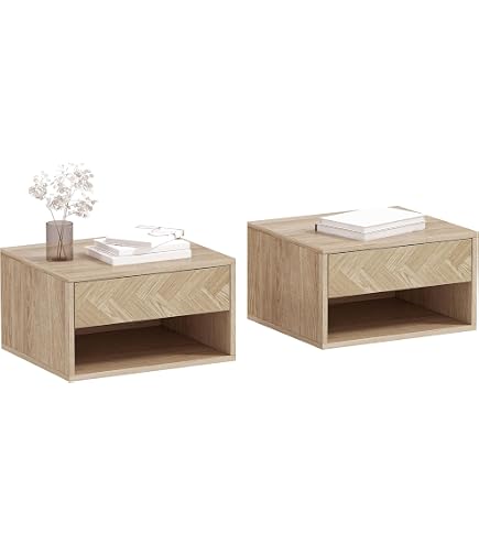 IDMarket Lot De 2 Tables De Chevet Murales Hawkins - Étagères Suspendues Design Industriel Bois Foncé