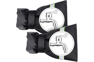 Anstore 2 PCS Cover for Outside Tap, 22x18 cm Thicken Faucet Covers with Reflective Strips, Garden Tap Frost Protector, Thickened Outdoor Tap Cover Jacket Insulated Protector from Freezing Waterproof