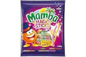 ‎MAMBA Mamba Magic Sticks – 1 x 290g – Kaubonbon-Stangen mit wechselndem Fruchtgeschmack in vier verschiedenen Doppelsorten – Süßigkeiten Mix einzeln verpackt
