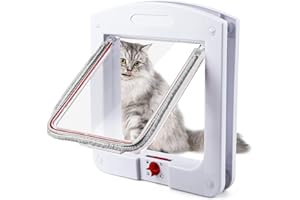 Jognee Cat Flap, Cat Door, 4 Way Locking with Magnets Cat Flap Door, Easy Install, Weatherproof Pet Door for Cats, Silent Manual Pet Flap for Wall/Wooden Door/Upvc Door, 8 x 8.6 Inches (White)