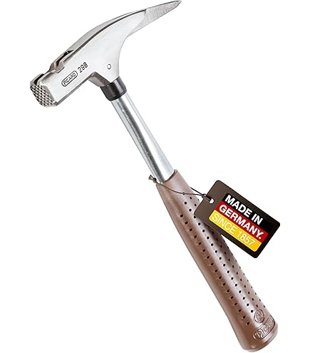 Latthammer 'XStriker' 965 g - Ganzstahl geschmiedet, Mit Magnet und Ledergriff, Glatte Bahn
