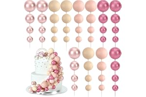 BOUBONI 48 Stück Tortendeko Kugeln Cake Topper Kuchen Dekorationen Ballon Cupcake Tortenaufleger für Geburtstag Party Hochzeit Babyparty Kuchendekoration (Glitzerrosa, Roségold, Hellbraun, Aprikose)