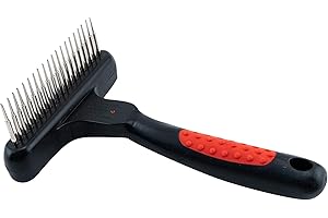 Ryan's Pet Supplies Paw Brothers Magic Spring Undercoat Rake for Dogs, Professional Grade Grooming Tool, Stainless Steel Pins, Removes Tangles and Mats, Comfort Grip, 4.5 in.