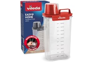 Vileda tvättmedelslåda 2 300 ml röd – praktisk förvaring för tvättpulver – inklusive mätkopp för exakt dosering – lufttät och