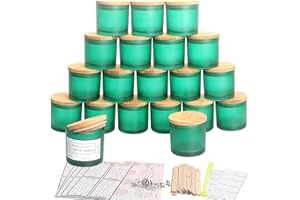 MILIVIXAY Lot de 20 petits pots à bougies vides en verre vert mat de 113,4 g avec couvercles et kits de fabrication de bougies – Petits pots à bougies vides pour la fabrication de bougies – Conteneurs