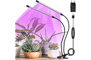 BOOTEEK Lampara Plantas Luz de Crecimiento, 40 LED Luces de Crecimiento Espectro Completo Lámpara de Cultivo Plantas Interior con Temporizador 3/9/12H, 10 Niveles de Atenuación, 3 Modos de Iluminación