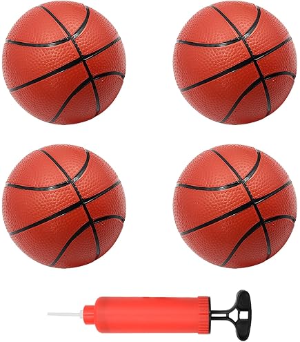 AIEX 10 Pcs 10cm Mini Ballons de Basket Gonflables en Caoutchouc, Jouet de Basket-Ball avec Gonfleur, Ballon de Plage pour Enfants Faire de l'Exercice (Orange