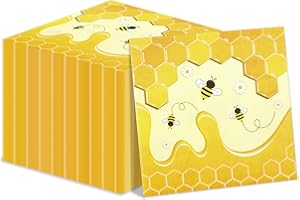 PIXHOTUL 100 Stück Bienen-Servietten für Party, Mittagessen, Abendessen - Papierservietten für Hummel-Party-Dekorationen, Honigbienen-Themenparty, 1. Bienentag, Babyparty