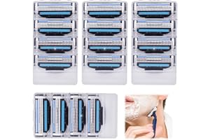 GROVL Razor Blades Refills 16Pcs Razors for Mach 3 Blades Replacement Blade with Double Lubrication Strip Compatible with Mach 3 Handles Shaving Manual Shaver Blade Male Men Father Boyfriend Daily