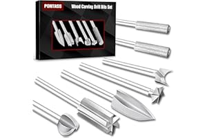 PONTASS Juego de Brocas de Madera para Dremel Herramienta Rotativa, 5 Piezas de Brocas de Tallado para Dremel Accesorios con Vástago de 3mm para Bricolaje, Carpintería, Grabado, Perforación y Rectificación