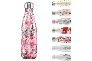 Botella De Agua De Chilly's | Acero inoxidable y reutilizable | Prueba de fugas, libre de transpiración | Flamenco | 500ml