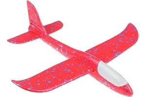 QDS Large Red Foam Glider Plane for Kids – 47cm Slot Together Polystyrene Stunt Glider with Loop the Loop Mode – Hand Throw Flying Aeroplane Toy – Childrens Outdoor Garden Games Fun Boys Girls Age 5+