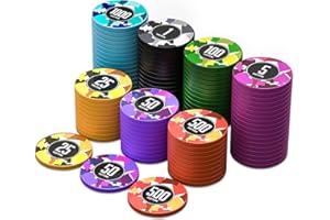 HEITOK Set da poker da casinò con denominazioni da 100 pezzi, con custodia da poker e fiches professionali impermeabili, kit da poker Classics