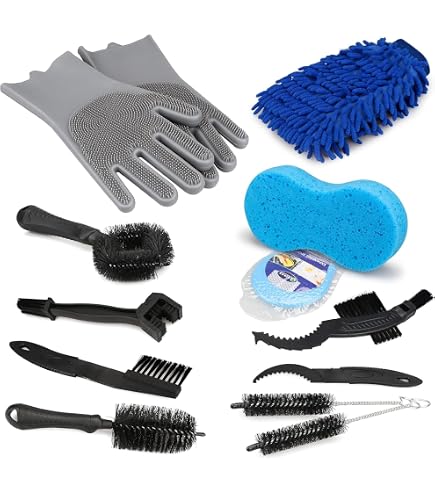 QeeHeng Kit de nettoyage de précision pour vélo comprenant une brosse de nettoyage pour chaîne de vélo, convient pour montagne, route, ville, hybride, saleté, BMX et vélo pliant, 8 pièces QeeHeng Kit de nettoyage de précision pour vélo comprenant une brosse de nettoyage pour chaîne de vélo, convient pour montagne, route, ville, hybride, saleté, BMX et vélo pliant, 8 pièces