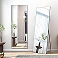 CAMLEO Full Length Mirror 16.6" x 60" rectangle Aluminum alloy Large Standing Dressing Mirror Hanging Leaning Against Wall Mounted Mirror with Stand for Bedroom Locker Room Living Room (black)