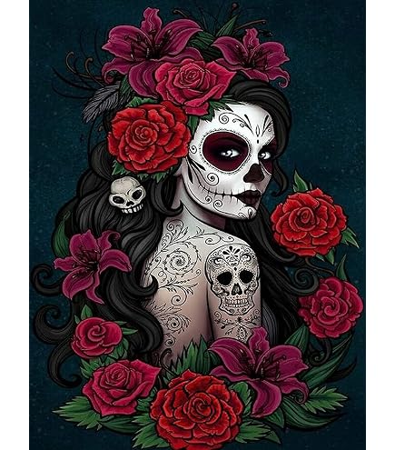 Igoodom Diamant-Malerei Set Totenkopf – Vollbohrer, Rund, 30,5 X 40,6 Cm, DIY Dekoration Für Zuhause Oder Geschenk