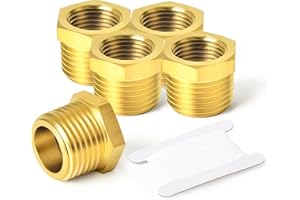 TAISHER 5 pièces - Raccord fileté à douille hexagonale réductrice en laiton, adaptateur 1/2"BSP mâle x 3/8"BSP femelle, pour gaz de pétrole liquéfié