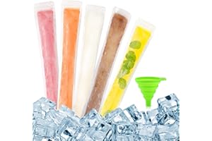 Tsathoggua Lot de 100 Moule à Glace, Moule Sacs Popsicle Sans Bpa, Sachet Glace à l'Eau avec Un Entonnoir Circulaire Inclus, Un nouveau choix pour la Préparation De Yaourts, Bonbons et Glaces