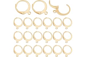 PH PANDAHALL PandaHall Elite 50 Pcs Configuración de Pendiente de Aro de Acero Inoxidable 304, Dorado, 14.5x12 mm,Orificio: 1 mm,Pin: 0.8x1mm