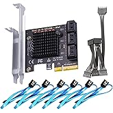 GLOTRENDS SA3026 6-portowa karta rozszerzeń PCIe X4 SATA z kablami SATA i rozdzielaczem 1:5 SATA, kompatybilna z Windows, Lin