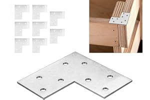 SZYILIDA 8 Pcs Equerre Plate, Equerre Fixation Forme di L, Plaques Métalliques Perforée Plates, Supports de Fixation Plats, Équerre de Fixation, Équerre Étagère, Equerre Metal pour Meubles, 76 x 76 x 38 mm