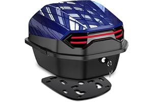‎ABESTME ABESTME Motorradkoffer Topcase, Topcase für Roller, Motorrad Daily Tail Box Trunk Carrier Kunststoffkoffer mit Sicherheitsschloss, Wasserdicht Motorrad Top Box mit Installieren Platte - Blau