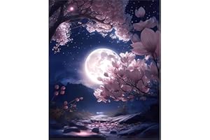 YALKIN Paint by Numbers for Adults Kits, Moon Flower Painting by Number Kits On Canvas, Without Frame DIY Color Oil Painting Acrylic Paints Home Wall Decor 16x20in/40x50cm