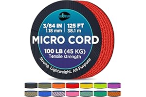 TECEUM MICRO PARACORDE : 1,18 mm d'épaisseur. Couleur : rouge (feu). Longueur : 38,1 m. Résistance à la traction : 45,35 kg. Fine, légère et résistante. Bobine compacte et pratique (77,98 mm x 77,98 mm).