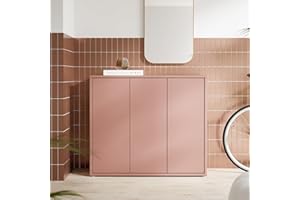 ‎FORTE Forte Alice Springs Schuhschrank 100 110, moderner Flurschrank mit 3 Türen und 8 Einlegeböden, Holzwerkstoff, Terrakotta, 109,2 cm breit x 99,1 cm hoch x 34,9 cm tief