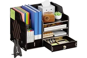 Catekro Desk Organizers and Accessories, Creative & Simple Office Stationary Desk Tidy Organiser, Multi-Functional Pencil Organizer Teacher Office School Home Table Decor(Black)