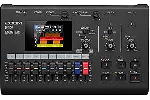 ZOOM R12 MultiTrak mobile 8-track recorder and compact creative recording studio for musicians, record, cut, edit, loop, copy, integrate effects and produce via touchscreen
