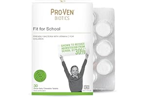 Pro-Ven Probiotics for Children (4-16) Fit for School Gut Health and Immune Support 12.5 Billion CFU Live Bacteria & Vitamin C Supplement 30 Strawberry Chewable Tablets