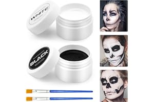ALNILK Körperfarben Schwarz und Weiß - Kinderschminke Set, 50g Halloween Clown Makeup Schwarz Weiß Creme Gesicht Körperfarbe,Face und Bodypaint Farbe mit Pinseln für Erwachsene,Kinder und SFX Cosplay (A)