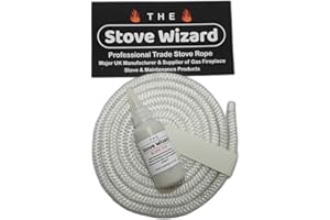 The Stove Wizard White Stove Rope Kit 12mm x 2.5m with Large 50ml Adhesive for Wood Burning Stoves