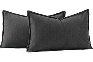 Madizz Juego de 2 Suave Felpilla Chenilla Texturizado Decorativo Funda de cojíns Lujo Estilo Fundas de Almohada para el sofá Dormitorio Gris Oscuro Rectangular 40 x 60 cm