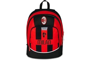 Seven Milan Zaino Scuola Advanced, Rosso e Nero, Squadra Calcio, Doppio Scomparto e Tasca per Borraccia, 29 L,Scuola Elementare, Zaino Bambino