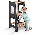 kidoola Toddler Learning Tower & Mini Desk (up to 12 Years), Safe & Creative for Kids, Steps Stool with Secure Safety Bars & Adjustable Height, Black & Whiteboard, Easy to Build