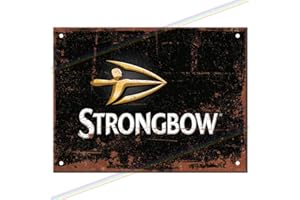 SIGNS 2 ALL Letrero de metal para colgar en la pared de la cueva del hombre de la sidra Strongbow, placa de metal para cocina, cobertizo de garaje, grande (27 cm x 18 cm)