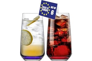 NORDIC SCHILLER LAV Grand Verres à Longdrink Lot de 6, 480ml, 100% SANS PLOMB Verres à Cocktails, Verres à Mojito, Verres à Eau Lavables au Lave-vaisselle, Verres Highball, Verre à Jus, Verre Apéro