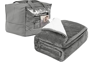 WOLTU Koc obciążeniowy 9 kg, 150 x 200 cm, puszysty, terapeutyczny, dla dorosłych, ciężki koc z flaneli Sherpa, dwustronny koc obciążeniowy ze szklanymi kuleczkami, antystresowy, szary