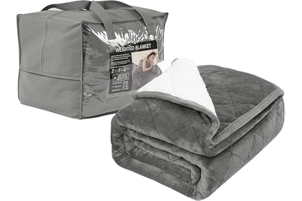 WOLTU Viktfilt 9 kg 150 x 200 cm, avslappningsfilt för vuxna | Tung filt, dubbelsidig med glaskullar, fluffig, gjord av flanell sherpa