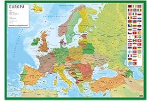 Grupo Erik - Sous-Main Bureau Carte de l'Europe, Italien, Sous-Main Bureau Enfant, Protège Bureau Enfant 34 x 49cm TSIT002
