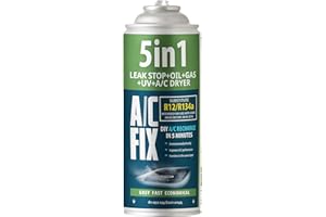A/C FIX AC FIX 5-en-1 – R134a XL Réfrigérant pour climatisation automobile avec huile, produit d'étanchéité, colorant UV, dessiccant – Application rapide – Protège le compresseur