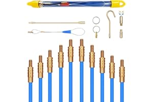Kabeleinziehhilfe, 4MM 33CM Kabelziehhilfe, 10 Stangen Zugdraht für Leerrohre, TOOSOAR Flexibel Kabel Durchziehhilfe