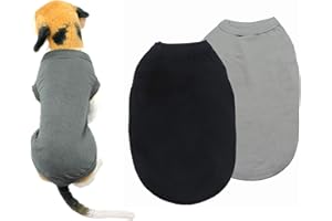 YAODHAOD Vestiti per cani in cotone T-shirt per cani in tinta unita Vestiti, Camicie in cotone morbide e traspiranti (L, Nero + grigio)