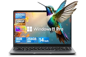 BMAX Ordenador Portátil Win11 Pro Pentium Silver N5000 PC Portátil 14 Pulgadas FHD Pantalla IPS 8GB DDR4 RAM 256GB SSD Laptop, PC Portatil Convertible 180°, BT5.0, USB3.0, Protege el Teclado Español