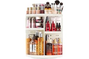 ‎AUXMIR Auxmir Make Up Organizer mit 9 Einstellbaren Stufen, 360° Drehbar Schminktisch Kosmetik Organizer, Extra Größer Verbessert Schmink Organizer Skincare für Dresser Schlafzimmer Badezimmer, Weiß