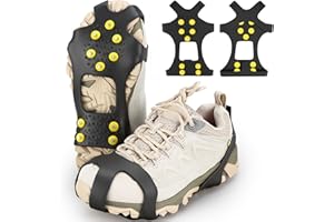 HQCM Zapato Spikes, 10-Stud Hielo Crampones Slip-on Stretch Zapatos Spikes para el Invierno al Aire Libre Deportes Escalada