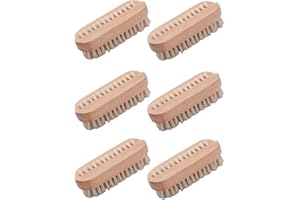 FUNTASY GIFTS 6 x Wooden Nail Brushes, Hygienic Double Sided Hand And Cleaning Brush, Scrubbing To Clean Under Dirt Grime Grease, Firm Strong Bristles, For Use On Fingernails Toenails